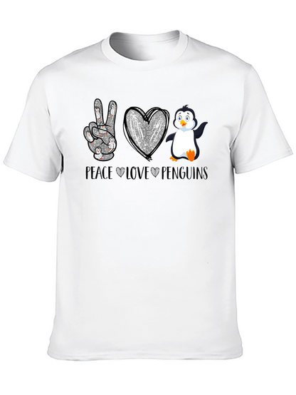 Camiseta Negra Peace Love Penguins