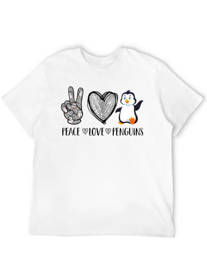 Camiseta Negra Peace Love Penguins