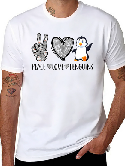 Camiseta Negra Peace Love Penguins