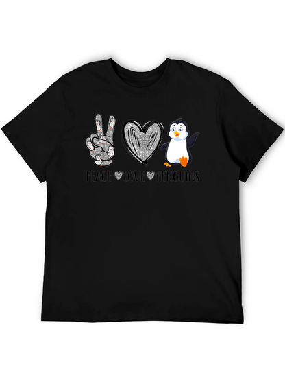 Camiseta Negra Peace Love Penguins