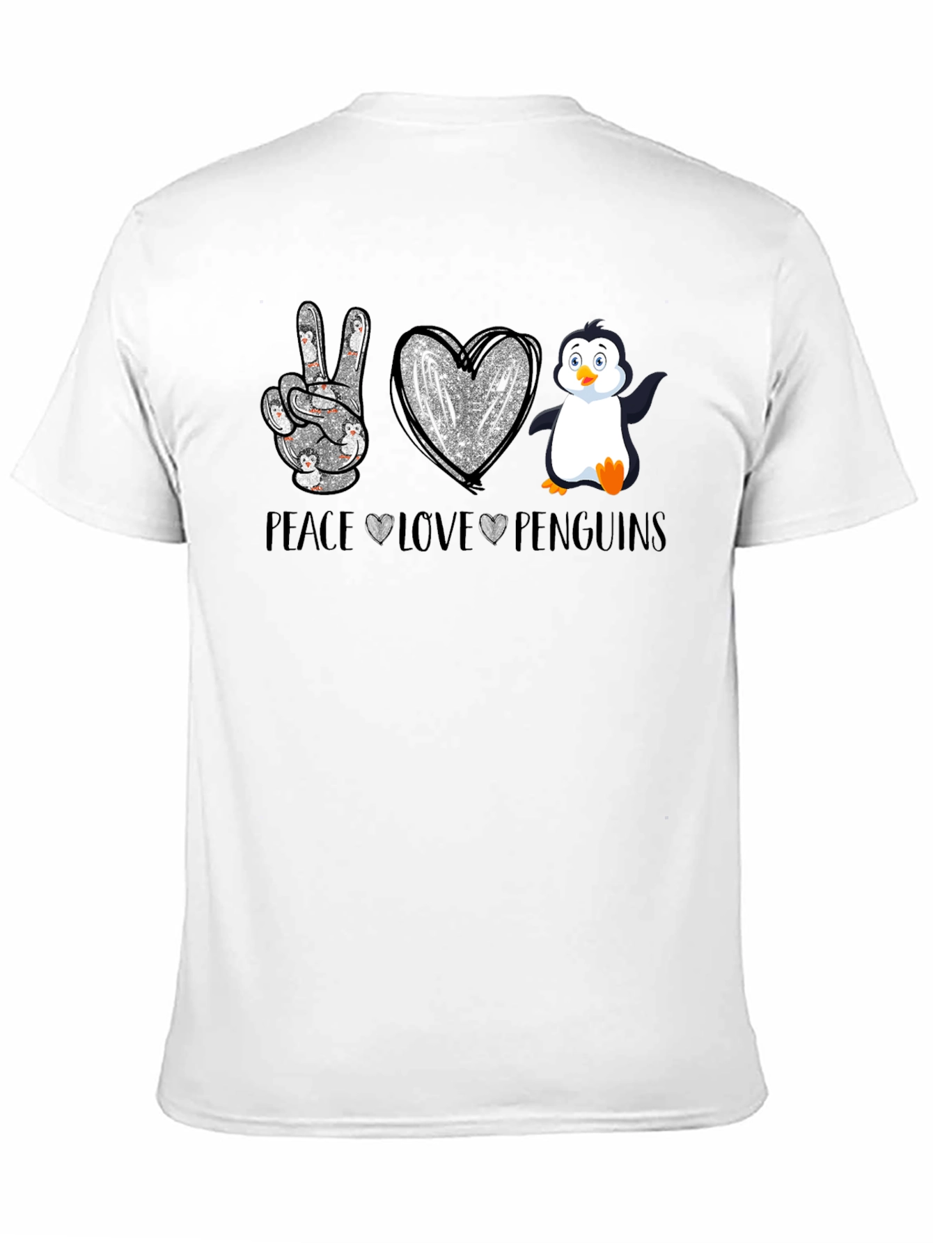 Camiseta Negra Peace Love Penguins