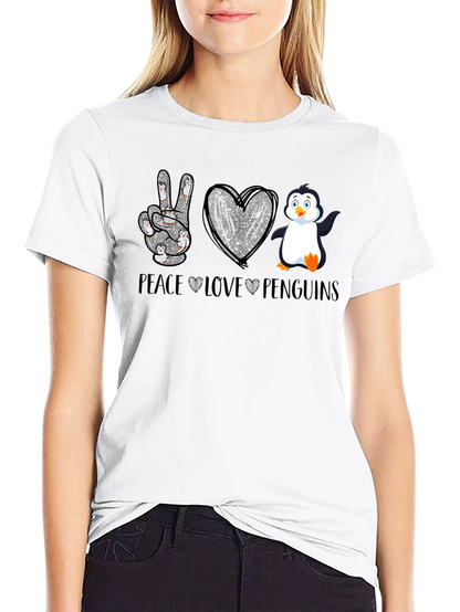 Camiseta Negra Peace Love Penguins