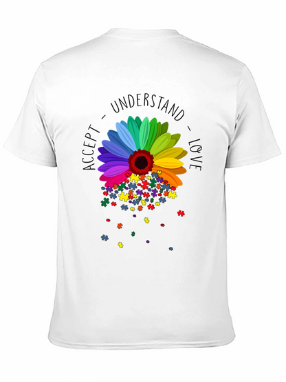 Camiseta Negra Girasol Autismo: Acepta Comprende Ama