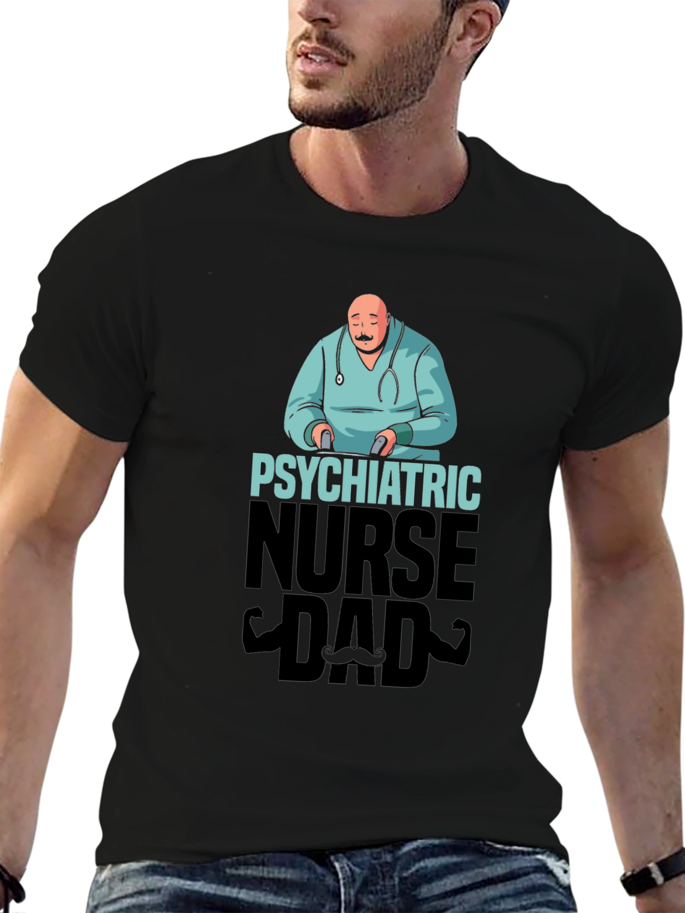 Camiseta Negra: Papá Enfermero Psiquiátrico