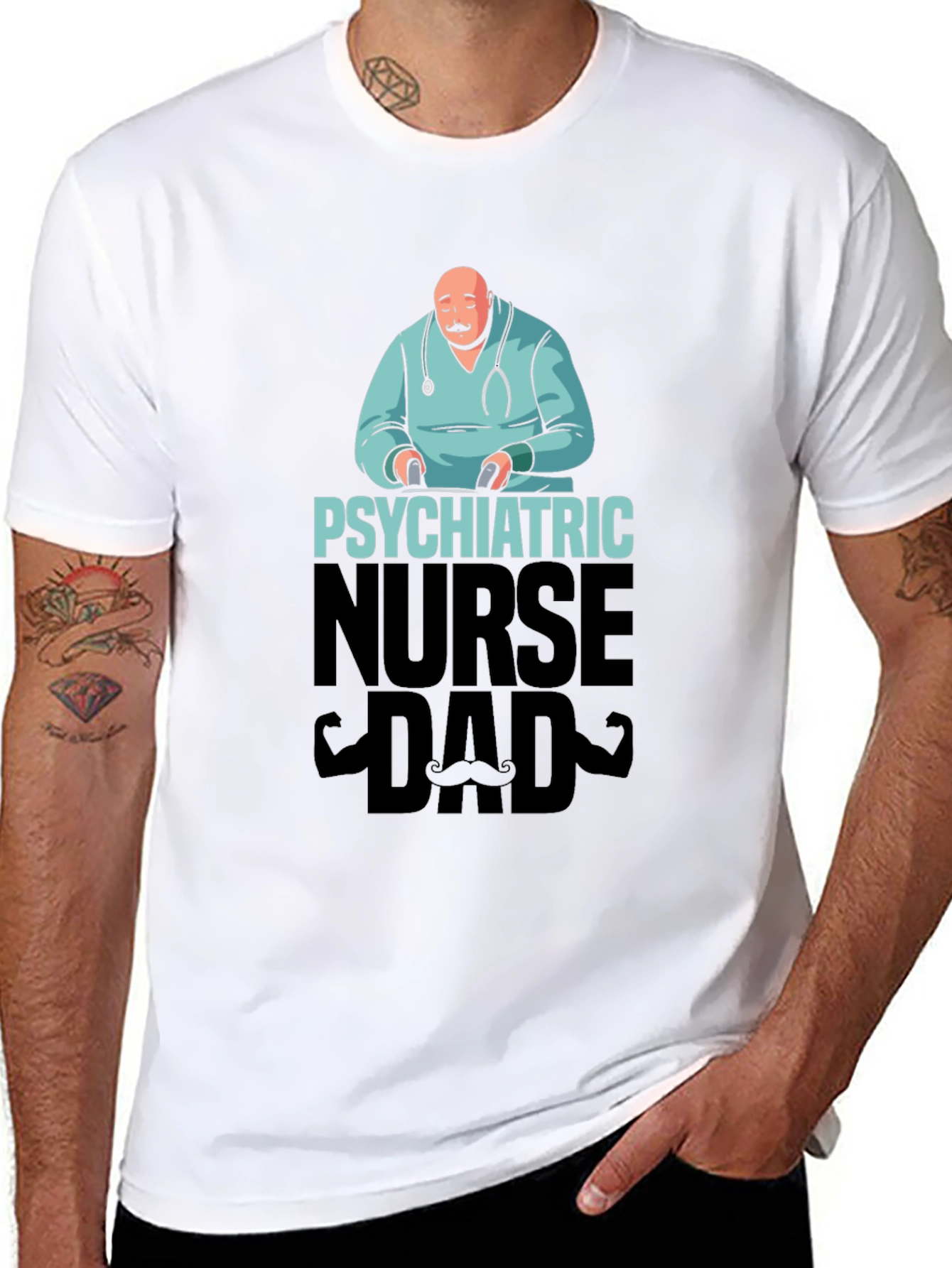 Camiseta Negra: Papá Enfermero Psiquiátrico