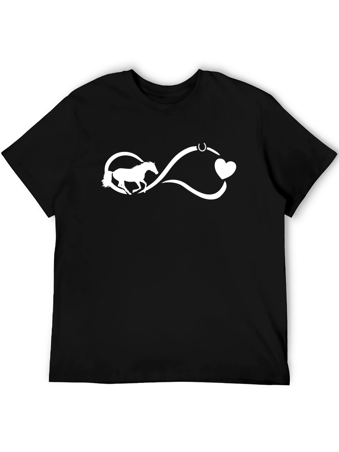 Camiseta Negra con Diseño de Caballo Infinito