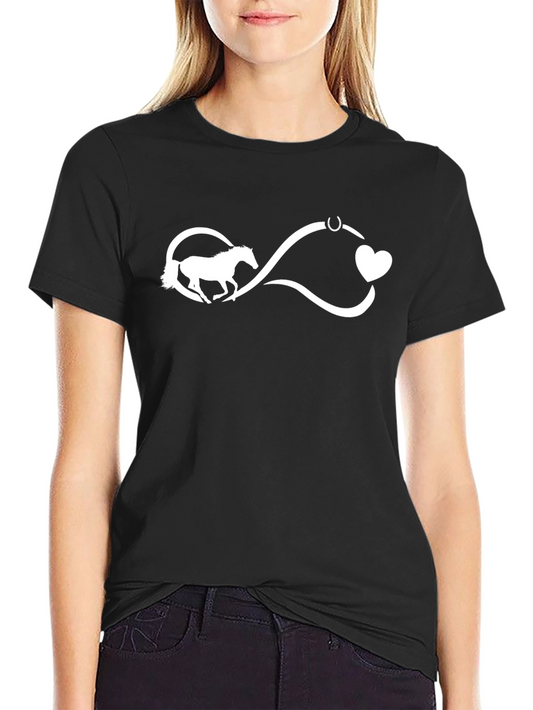 Camiseta Negra con Diseño de Caballo Infinito