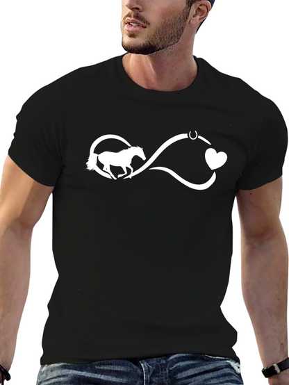 Camiseta Negra con Diseño de Caballo Infinito