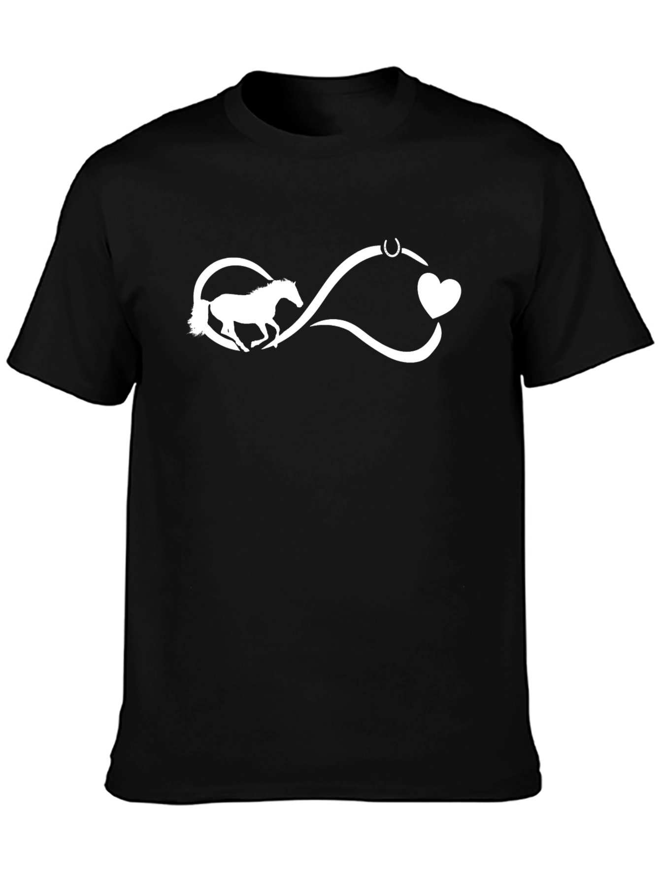 Camiseta Negra con Diseño de Caballo Infinito