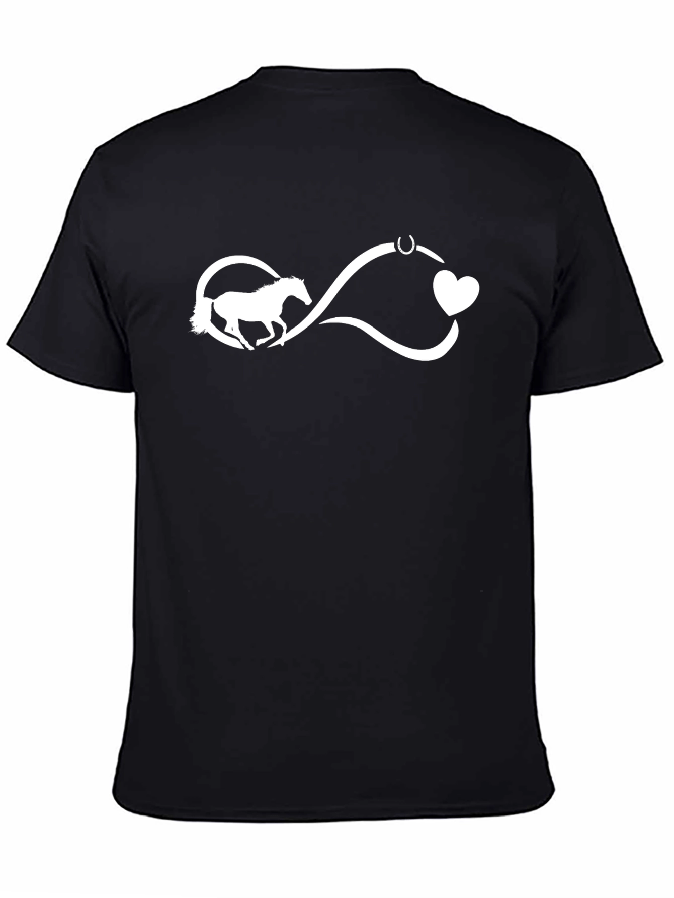 Camiseta Negra con Diseño de Caballo Infinito