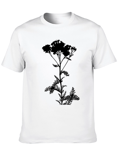 Camiseta Negra con Silueta de Planta Floral