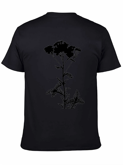 Camiseta Negra con Silueta de Planta Floral