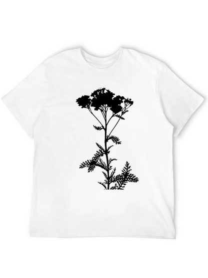 Camiseta Negra con Silueta de Planta Floral