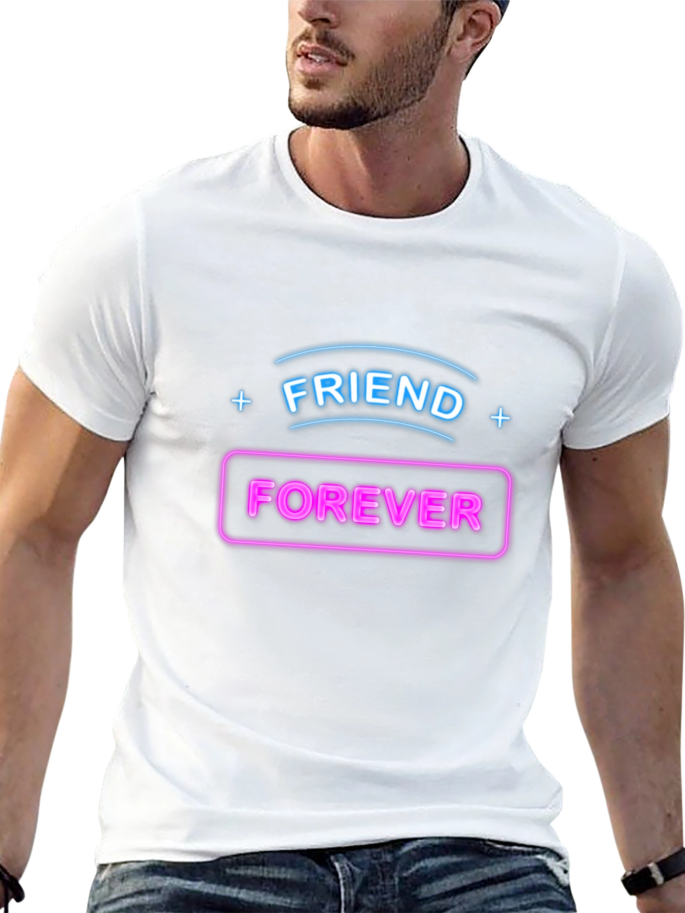 Camiseta Negra Amigos Para Siempre Neón