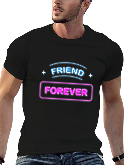 Camiseta Negra Amigos Para Siempre Neón