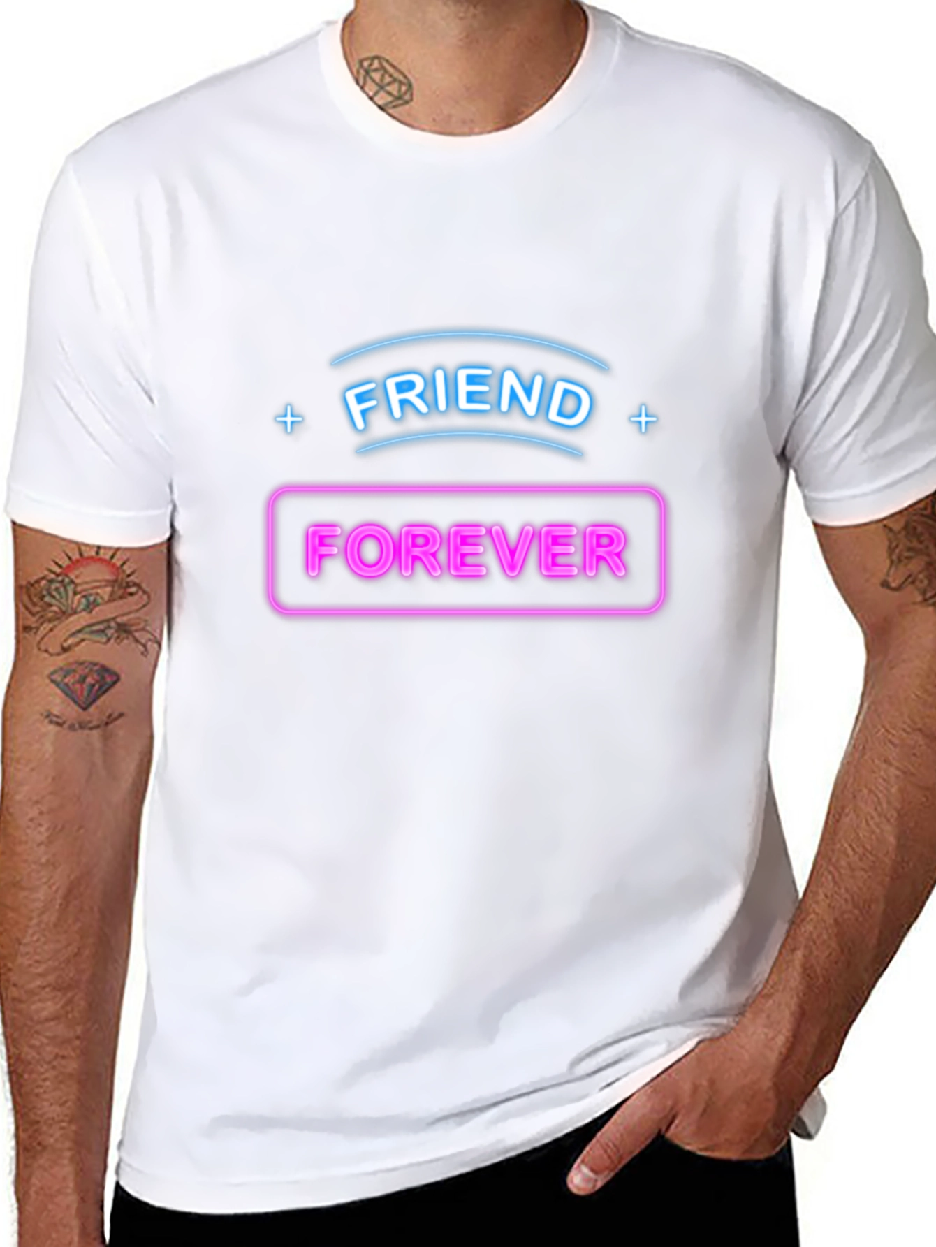 Camiseta Negra Amigos Para Siempre Neón