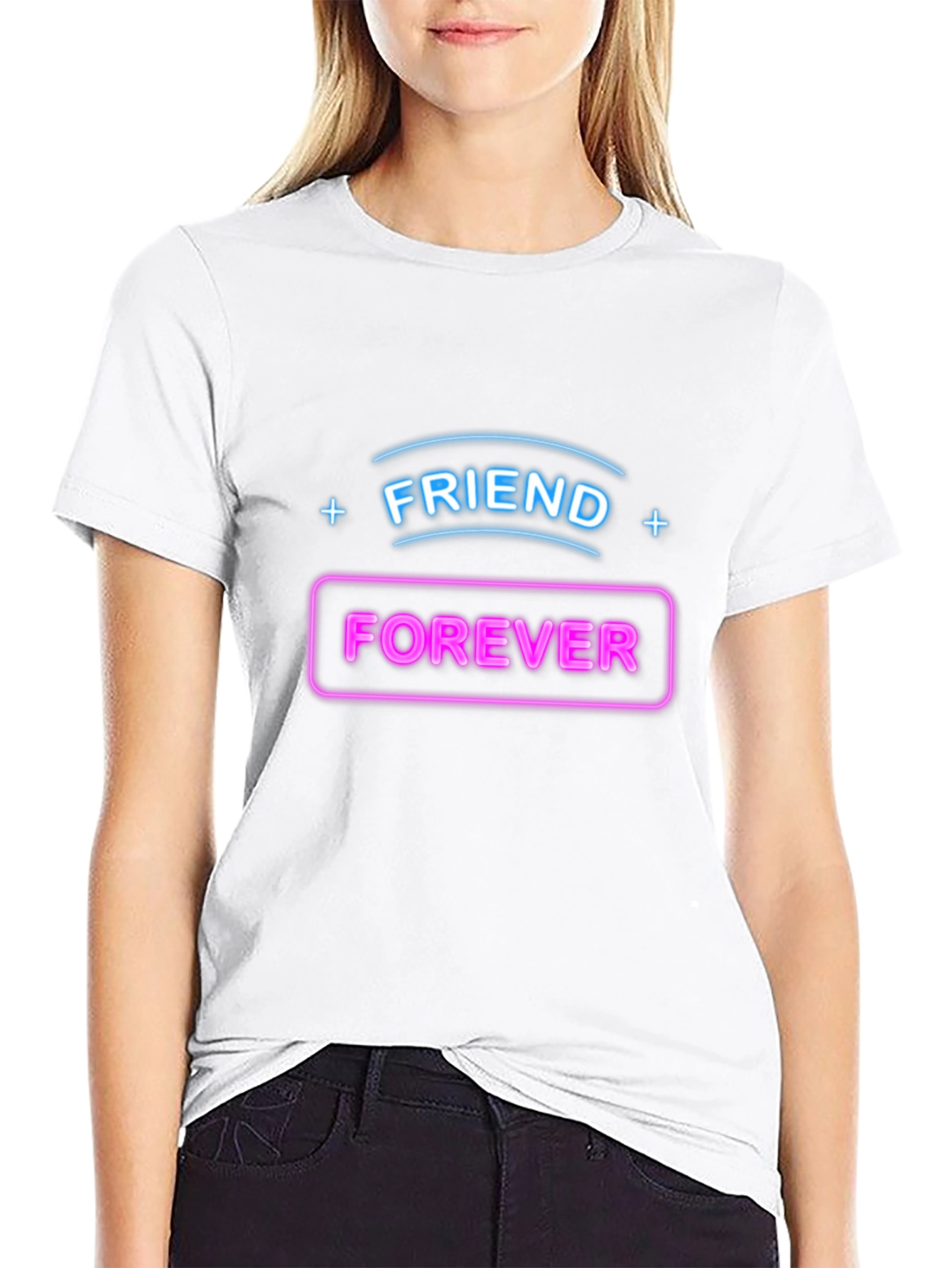Camiseta Negra Amigos Para Siempre Neón