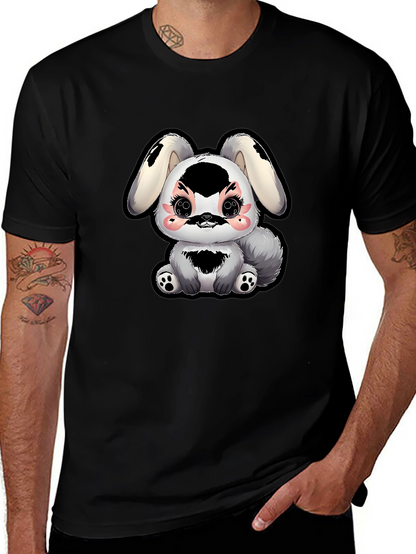 Camiseta Negra con Diseño de Conejito Kawaii