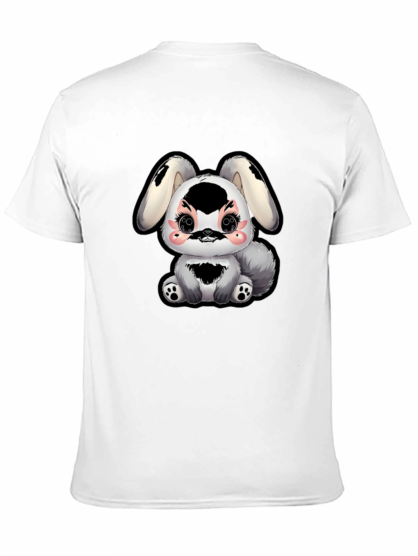 Camiseta Negra con Diseño de Conejito Kawaii