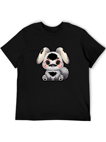 Camiseta Negra con Diseño de Conejito Kawaii