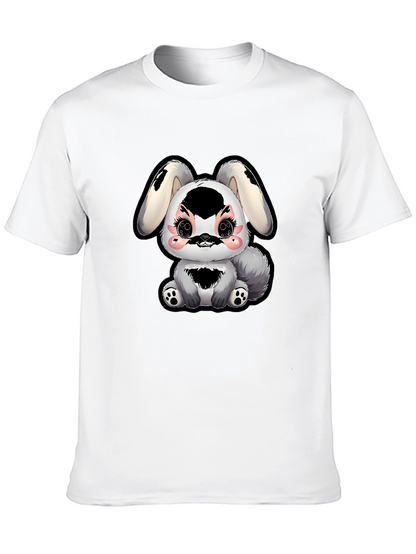 Camiseta Negra con Diseño de Conejito Kawaii