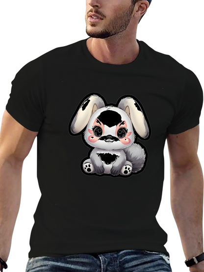 Camiseta Negra con Diseño de Conejito Kawaii