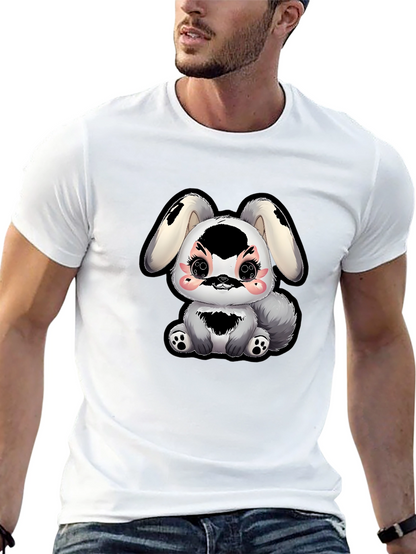 Camiseta Negra con Diseño de Conejito Kawaii