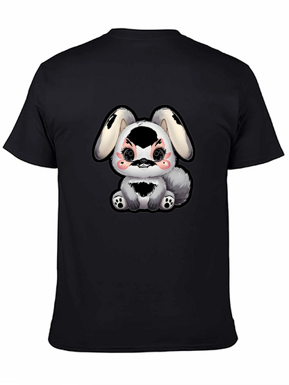 Camiseta Negra con Diseño de Conejito Kawaii