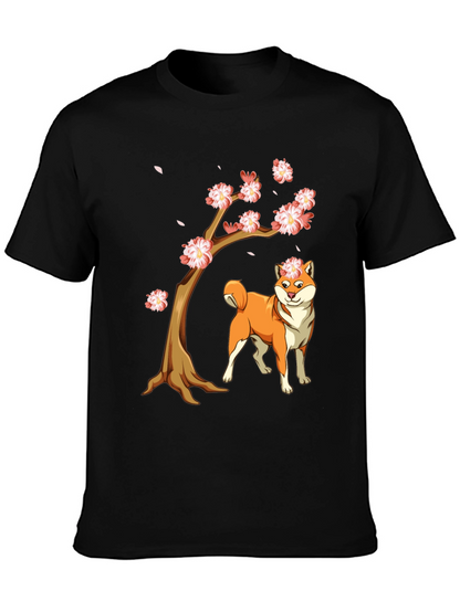 Camiseta Negra Shiba Inu Cerezo