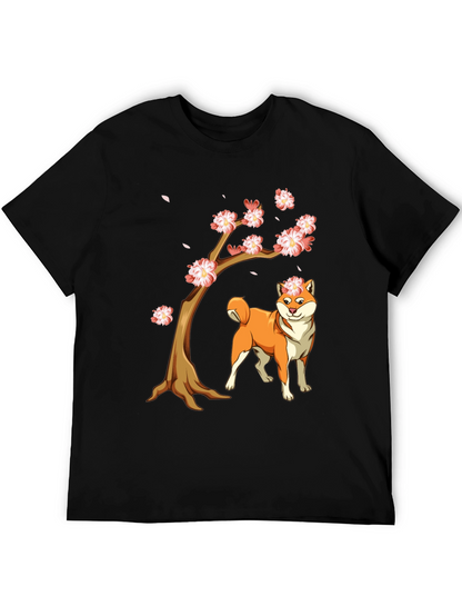 Camiseta Negra Shiba Inu Cerezo