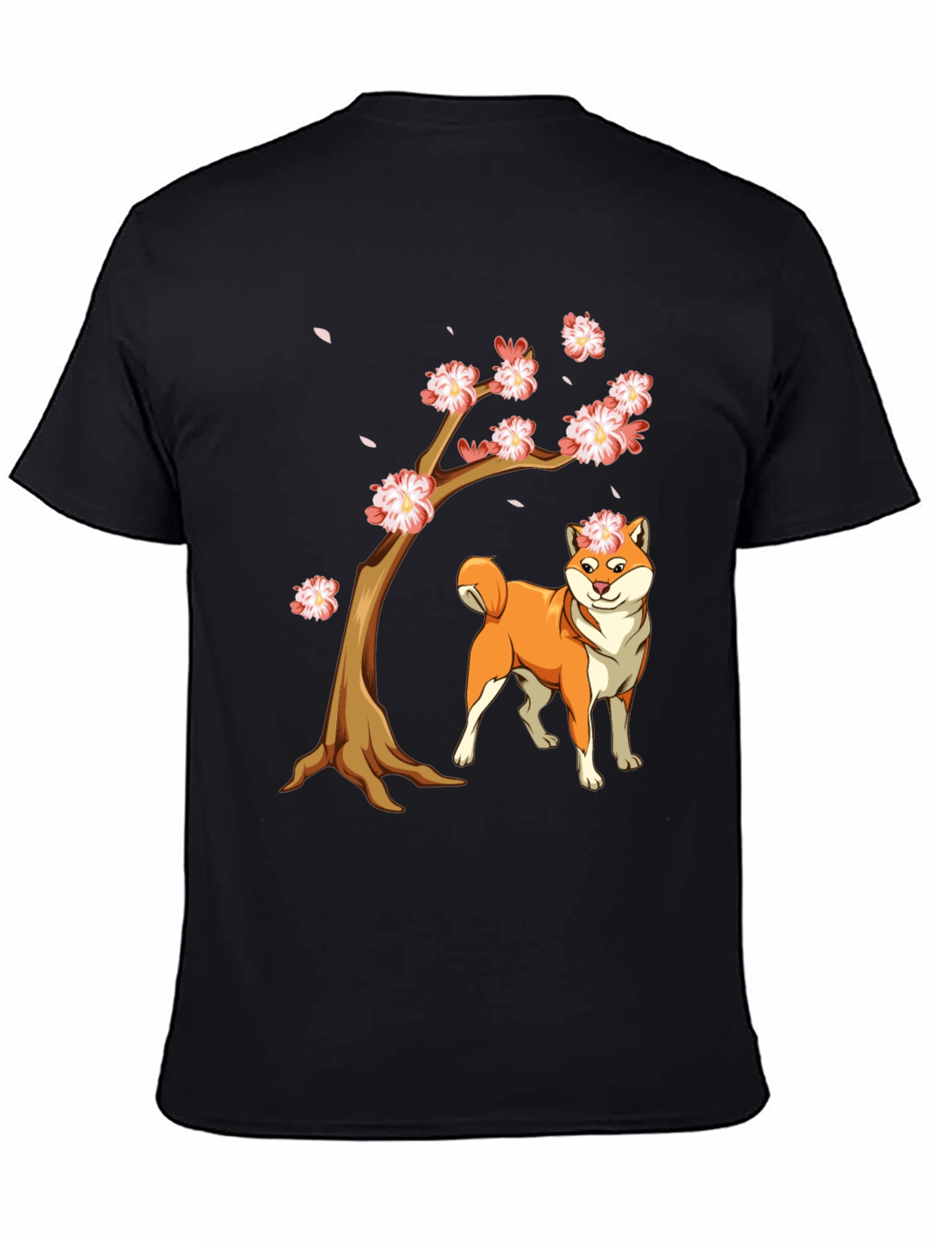 Camiseta Negra Shiba Inu Cerezo