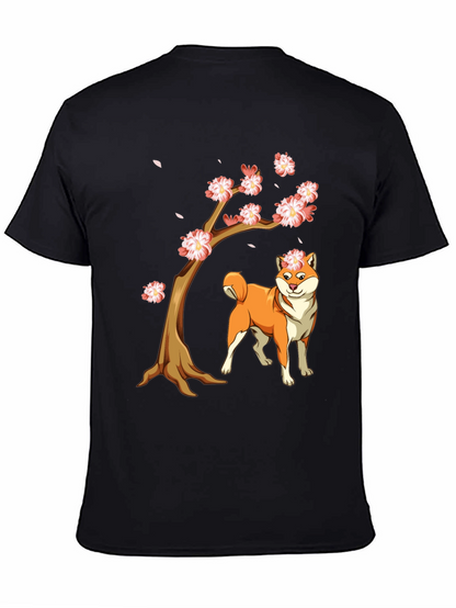 Camiseta Negra Shiba Inu Cerezo
