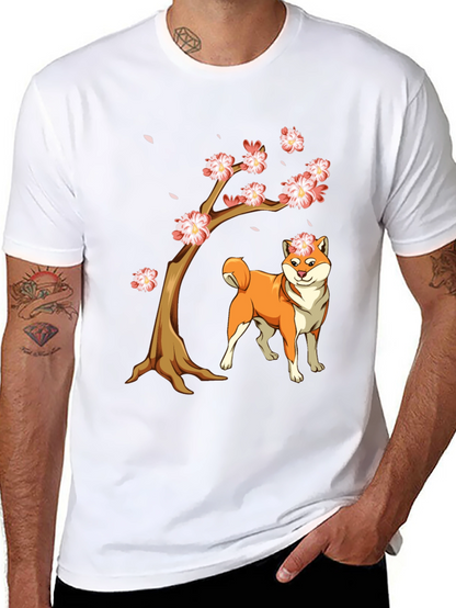 Camiseta Negra Shiba Inu Cerezo