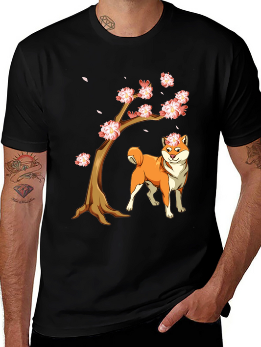 Camiseta Negra Shiba Inu Cerezo