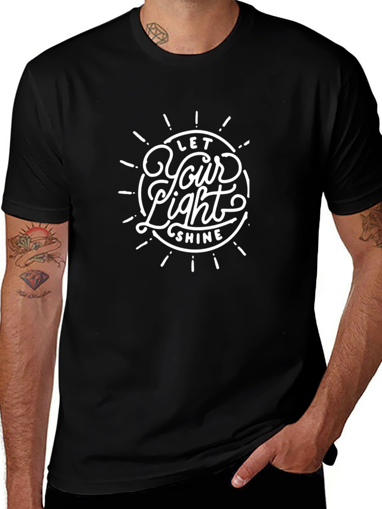 Camiseta Negra con Diseño Let Your Light Shine