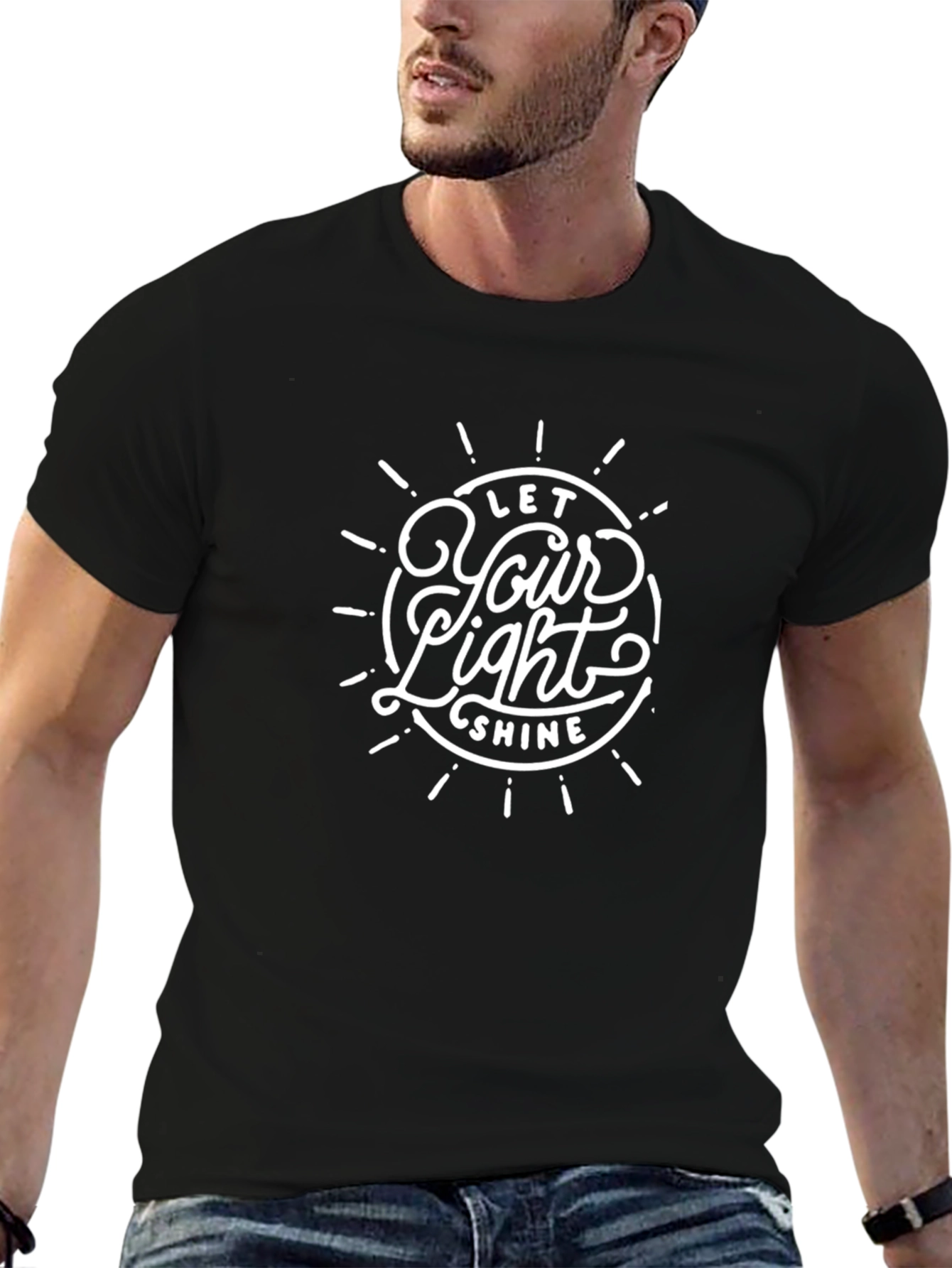 Camiseta Negra con Diseño Let Your Light Shine