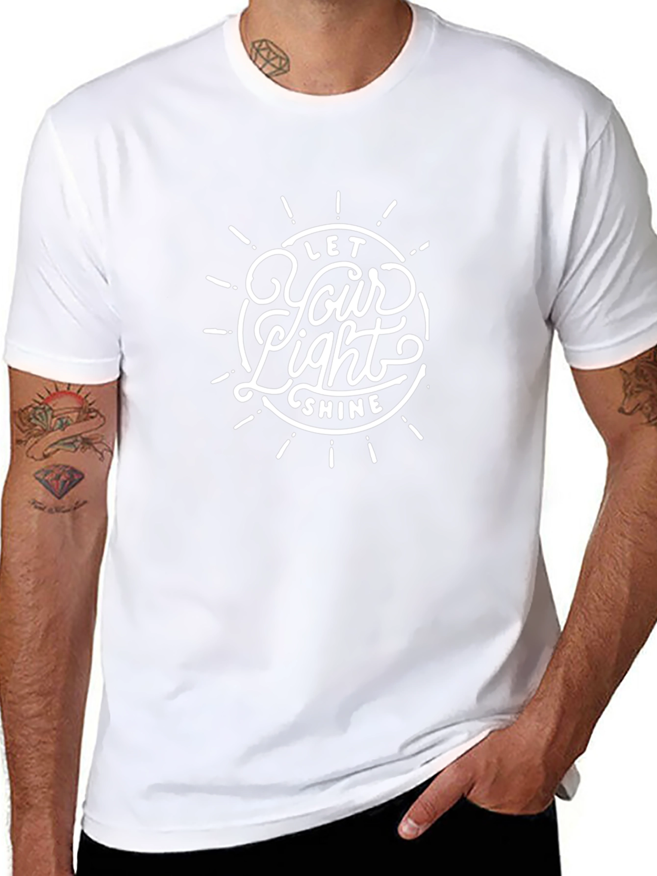 Camiseta Negra con Diseño Let Your Light Shine