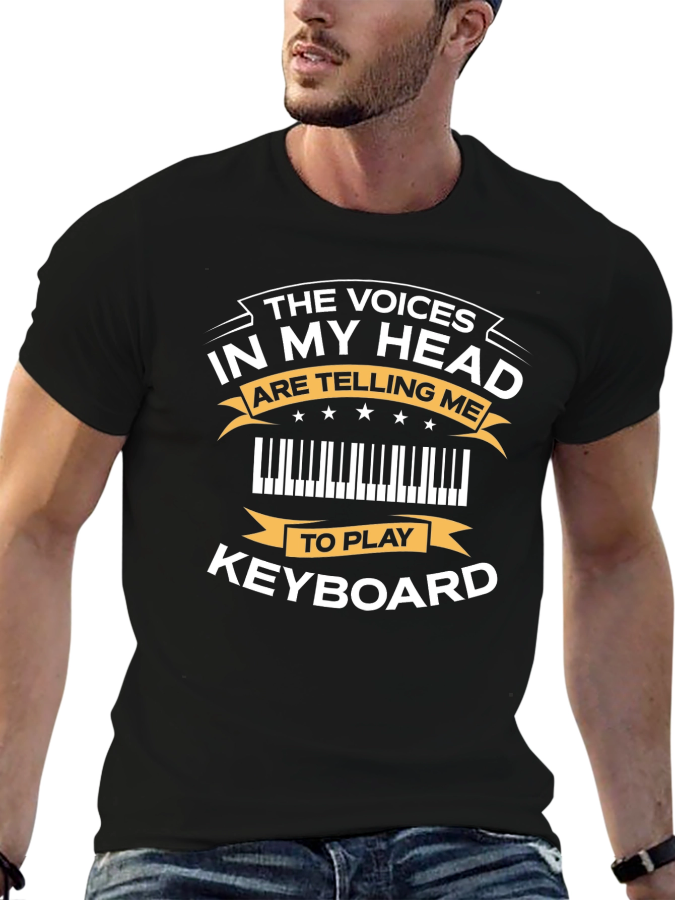 Camiseta Negra con Diseño de Teclado