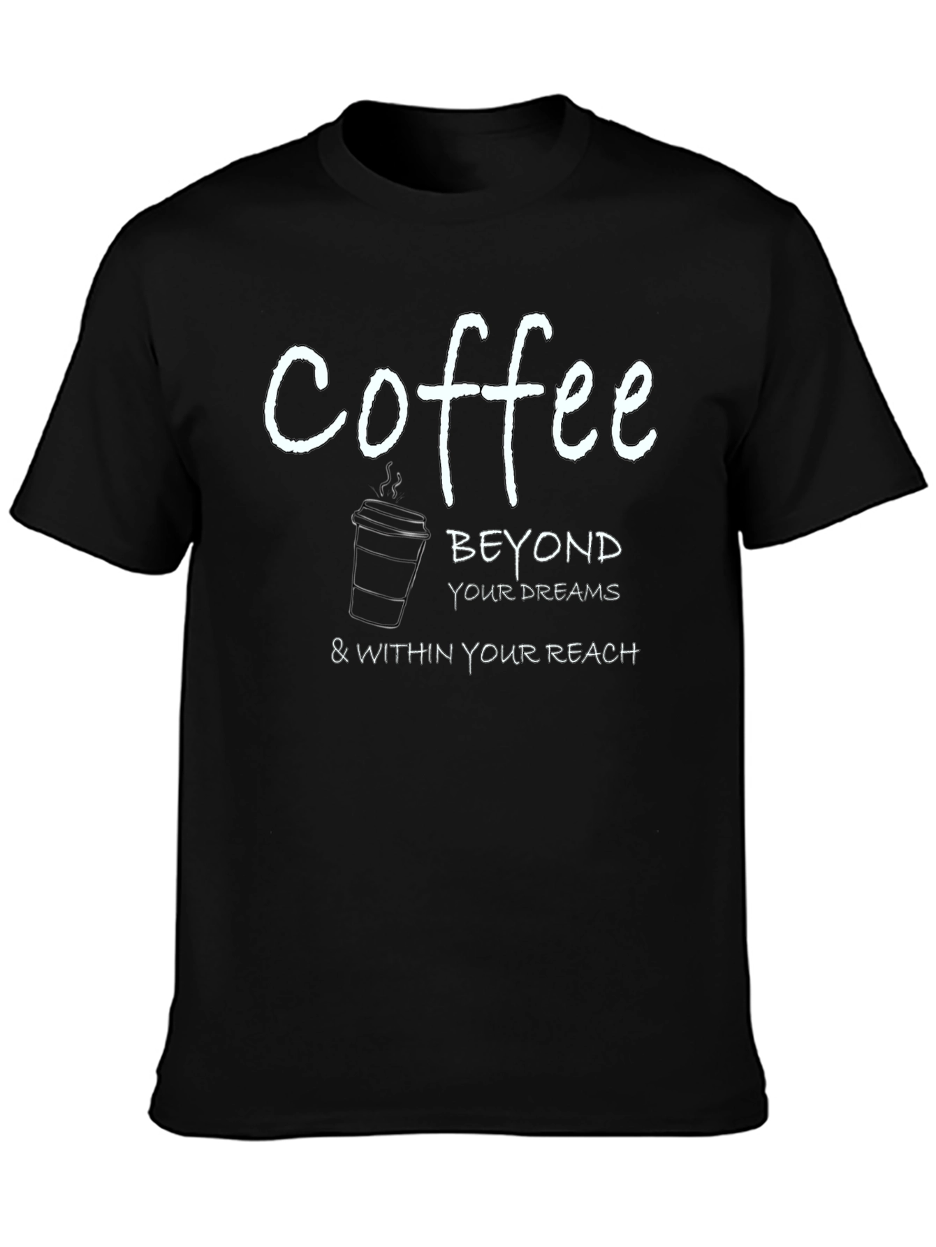 Camiseta Negra con Estampado de Café Inspirador