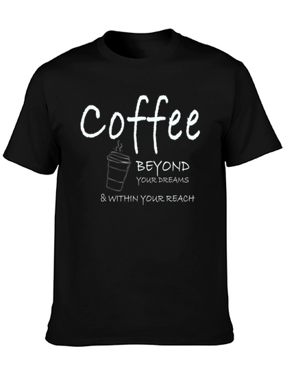 Camiseta Negra con Estampado de Café Inspirador