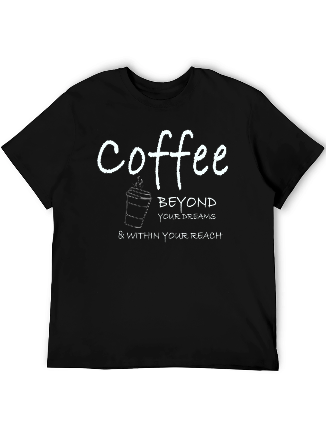 Camiseta Negra con Estampado de Café Inspirador