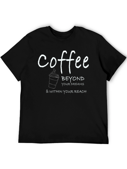 Camiseta Negra con Estampado de Café Inspirador