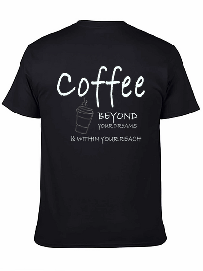 Camiseta Negra con Estampado de Café Inspirador