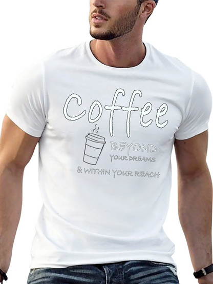 Camiseta Negra con Estampado de Café Inspirador
