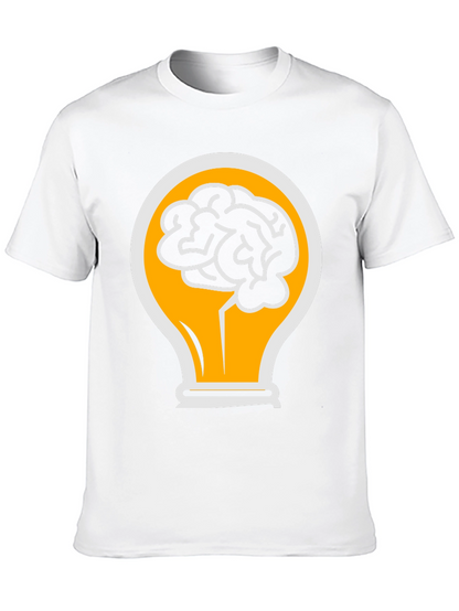 Camiseta Negra con Diseño de Cerebro en Bombilla