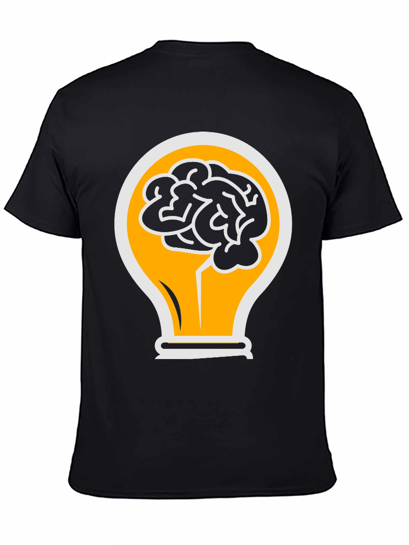 Camiseta Negra con Diseño de Cerebro en Bombilla