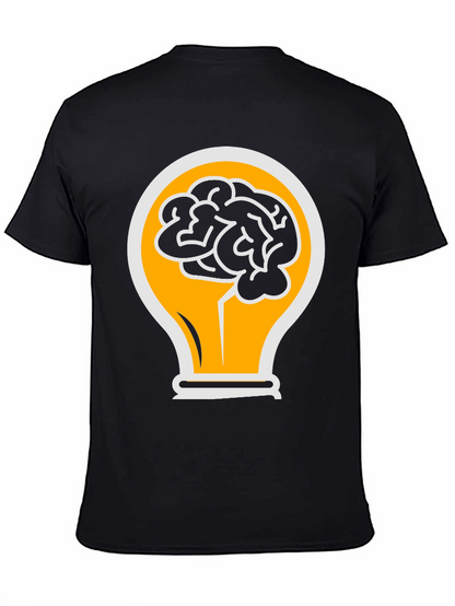 Camiseta Negra con Diseño de Cerebro en Bombilla