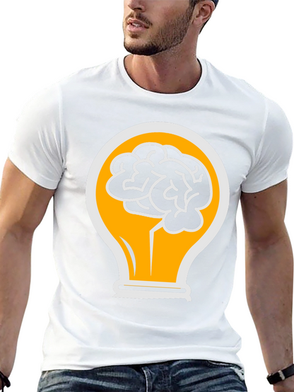 Camiseta Negra con Diseño de Cerebro en Bombilla