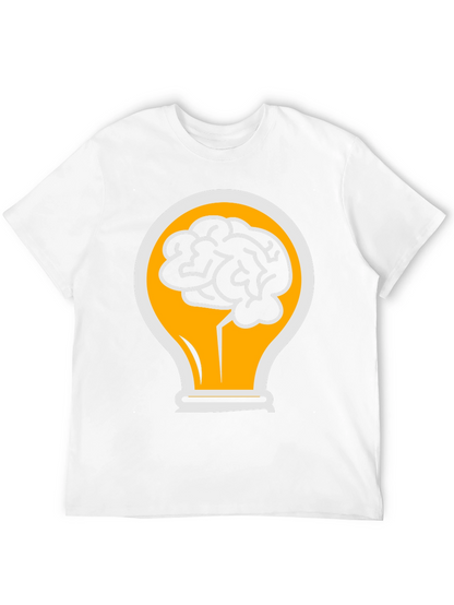 Camiseta Negra con Diseño de Cerebro en Bombilla