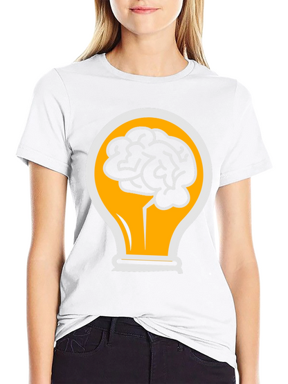 Camiseta Negra con Diseño de Cerebro en Bombilla